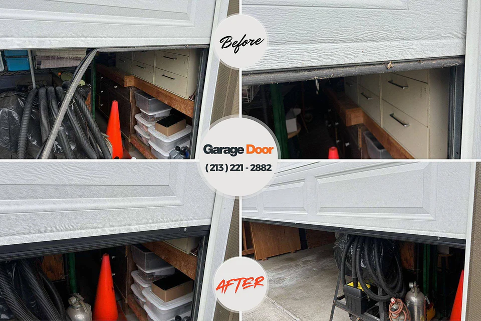 Before and after: garage door repair Bellefonte, DE